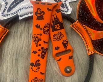 Halloween boo bash mouse snacks Smart Watch Band with silicone ink