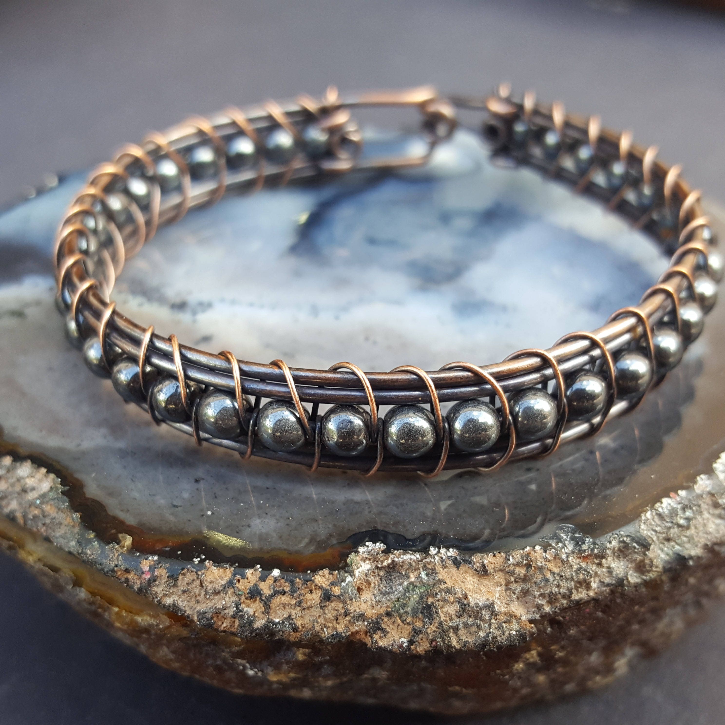 Hematite Bracelet Men Bracelets for Men Man Bracelet Copper Etsy