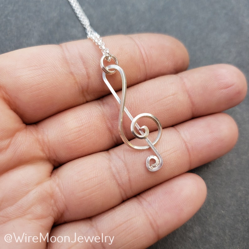 Treble Cleft Jewelry Gifts for Teachers Gifts for Music Lovers Music Teach Gift Music Gift Sterling Silver Treble Cleft Necklace