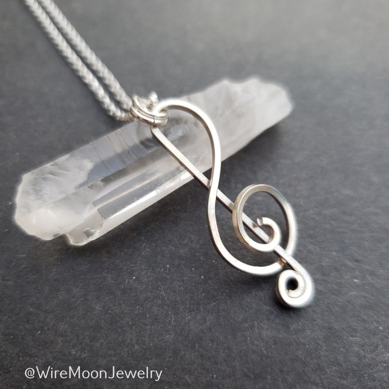 Treble Cleft Jewelry Gifts for Teachers Gifts for Music Lovers Music Teach Gift Music Gift Sterling Silver Treble Cleft Necklace