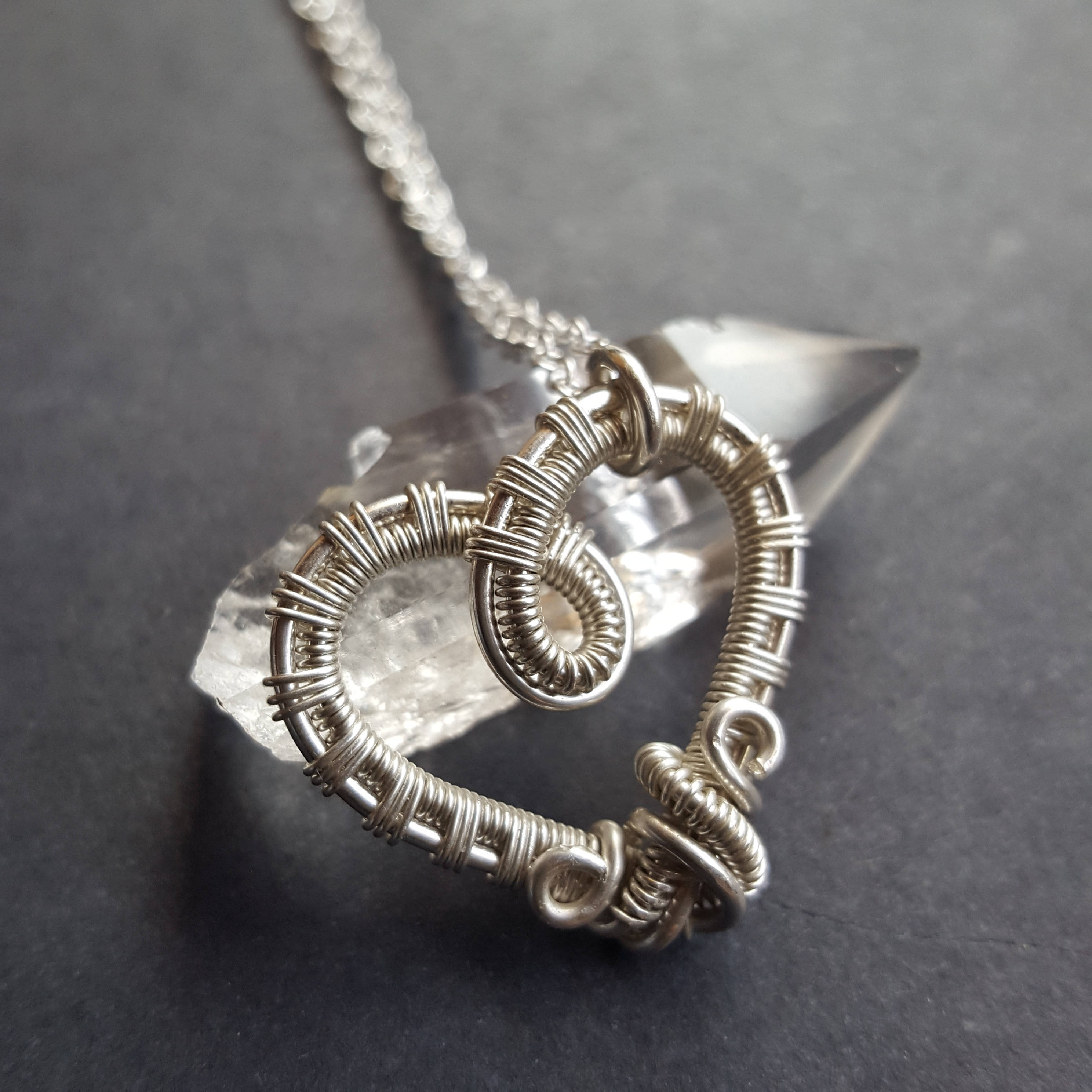 Sterling Silver Wire Wrapped Heart Necklace Handmade Heart Etsy