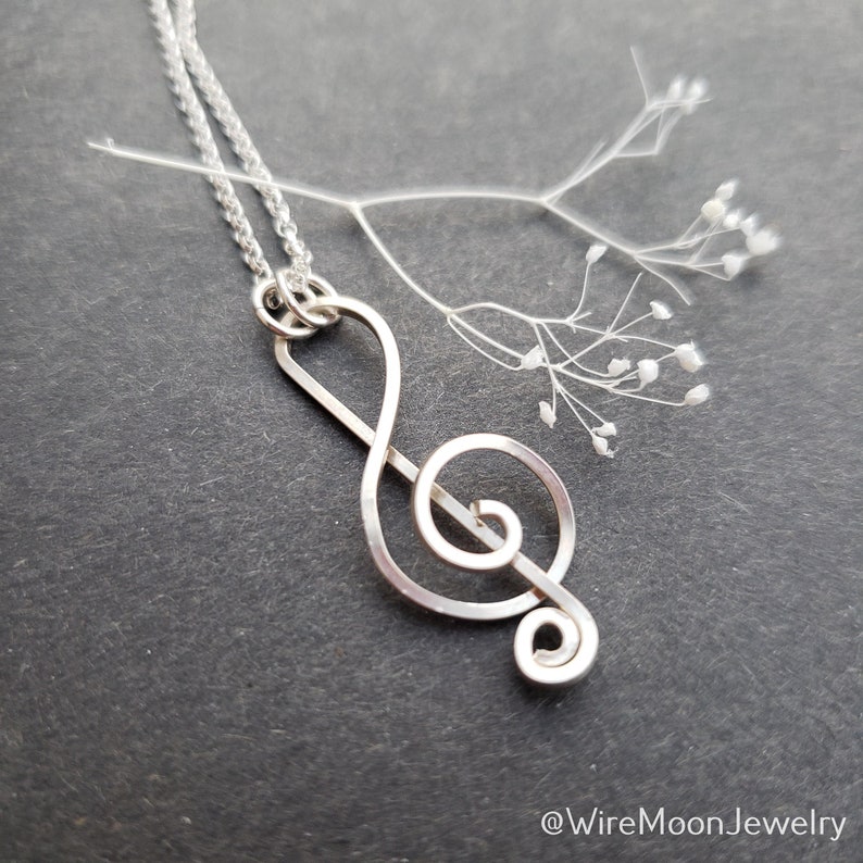 Treble Cleft Jewelry Gifts for Teachers Gifts for Music Lovers Music Teach Gift Music Gift Sterling Silver Treble Cleft Necklace