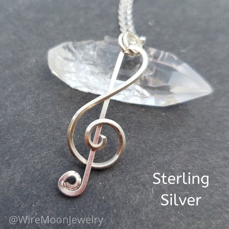 Treble Cleft Jewelry Gifts for Teachers Gifts for Music Lovers Music Teach Gift Music Gift Sterling Silver Treble Cleft Necklace
