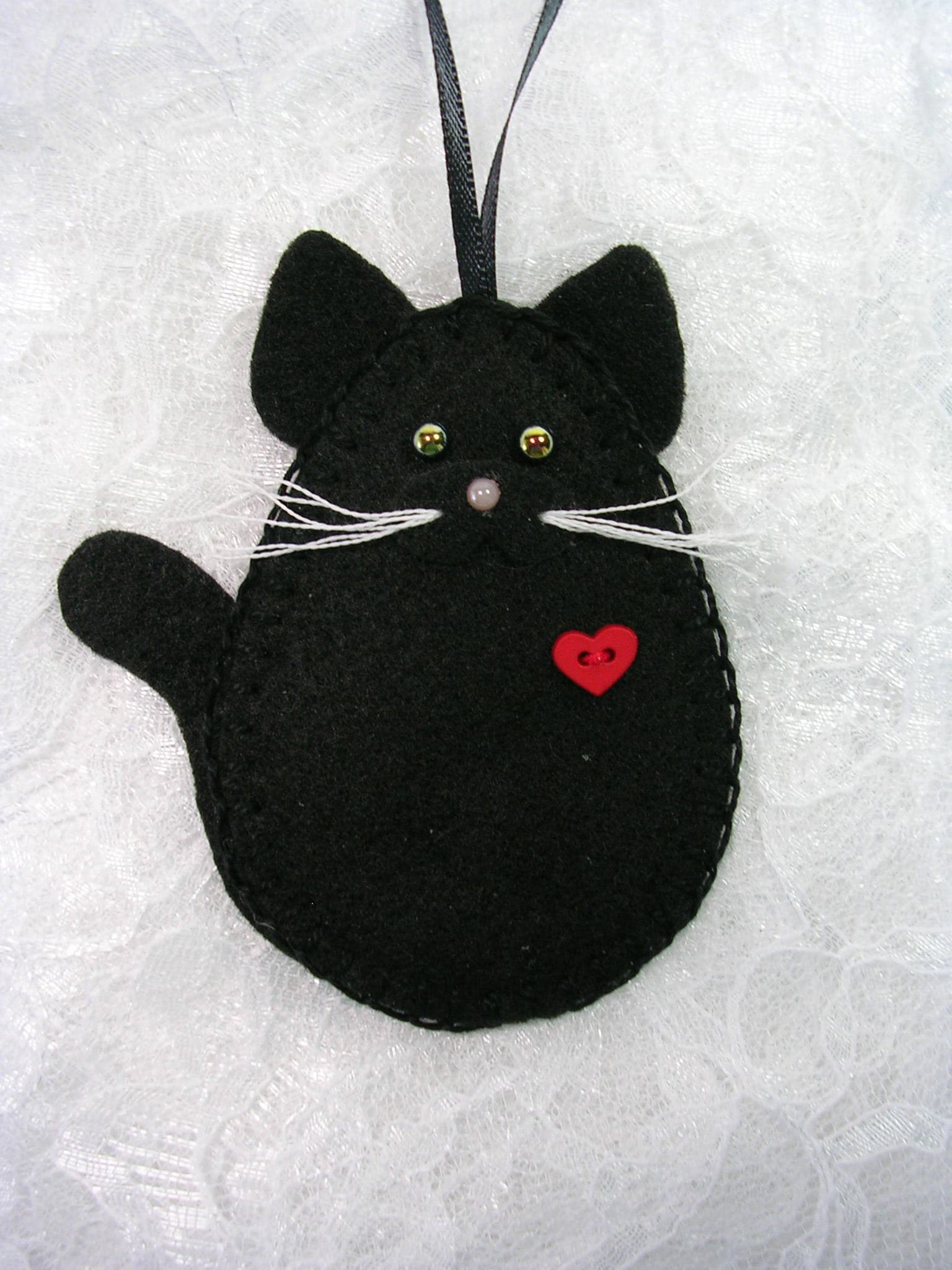 Cat Ornament Black Cat Ornament Felt Cat Ornament Etsy