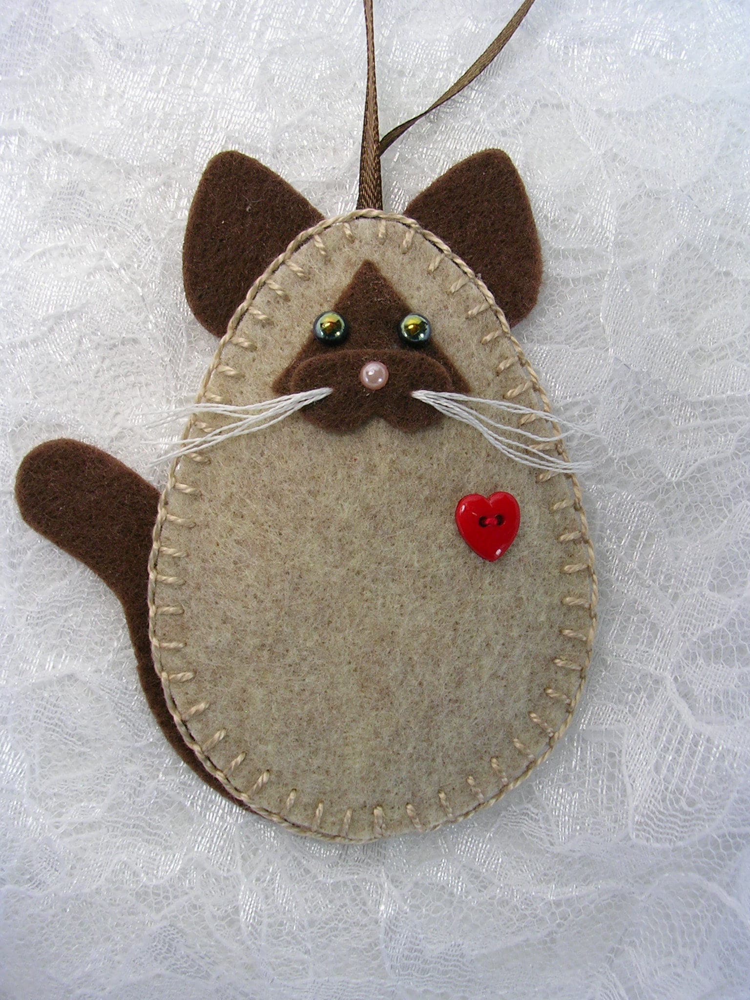 Cat Ornament Siamese Cat Ornament Felt Cat Ornament Cat Etsy