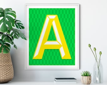 The Letter A Typographic Print - Monogram Print - Alphabet Print