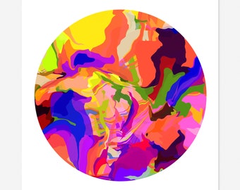 Round Abstract Art Print - Tondo No. 18 - Multi-colored Circle Print