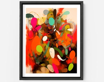 Modern Abstract Art Print - Colorful Geometric Print - AI Generated - Artificial Intelligence Collaboration