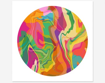 Round Abstract Art Print - Tondo No. 4 - Multi-colored Circle Print