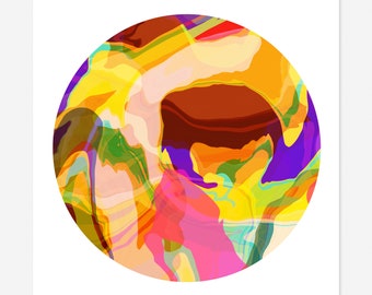 Circle Abstract Art Print - Tondo No. 5 - Round Multi-colored Circle Print