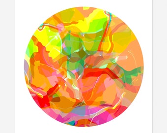 Round Abstract Art Print - Tondo No. 19 - Multi-colored Circle Print