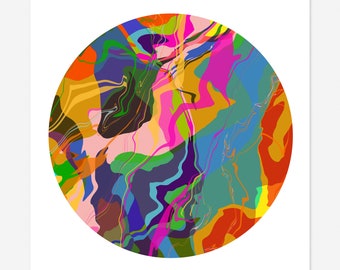 Round Abstract Art Print - Tondo No. 2 - Multi-colored Circle Print