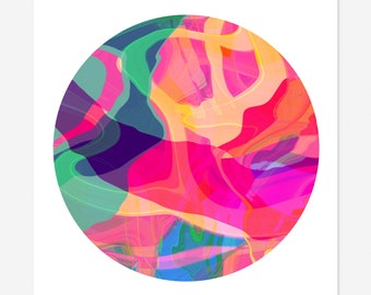 Round Abstract Art Print - Tondo No. 21 - Multi-colored Circle Print