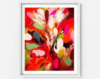 Modern Abstract Floral Art Print - Colorful Flower Print - AI Generated - Artificial Intelligence Collaboration - Multicolored