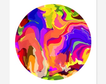 Round Abstract Art Print - Tondo No. 24 - Multi-colored Circle Print