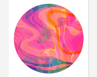 Round Abstract Art Print - Tondo No. 13 - Multi-colored Circle Print