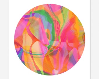 Round Abstract Art Print - Tondo No. 23 - Multi-colored Circle Print