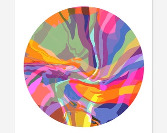 Round Abstract Art Print - Tondo No. 25 - Multi-colored Circle Print