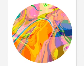 Round Abstract Art Print - Tondo No. 12 - Multi-colored Circle Print