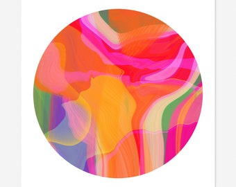 Round Abstract Art Print - Tondo No. 1 - Multi-colored Circle Print