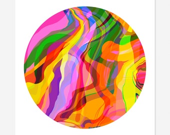 Round Abstract Art Print - Tondo No. 11 - Multi-colored Circle Print