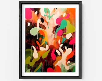 Modern Abstract Art Print - Colorful Geometric Print - AI Generated - Artificial Intelligence Collaboration