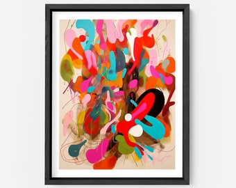AI-Enhanced Colorful Abstract Art Print - High-Quality Archival Paper & Inks, Modern Home Decor