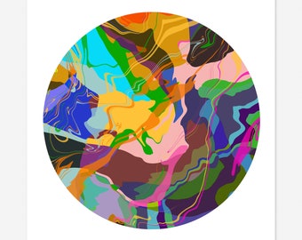 Round Abstract Art Print - Tondo No. 3 - Multi-colored Circle Print