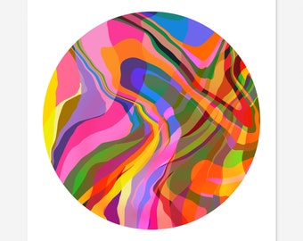 Round Abstract Art Print - Tondo No. 14 - Multi-colored Circle Print