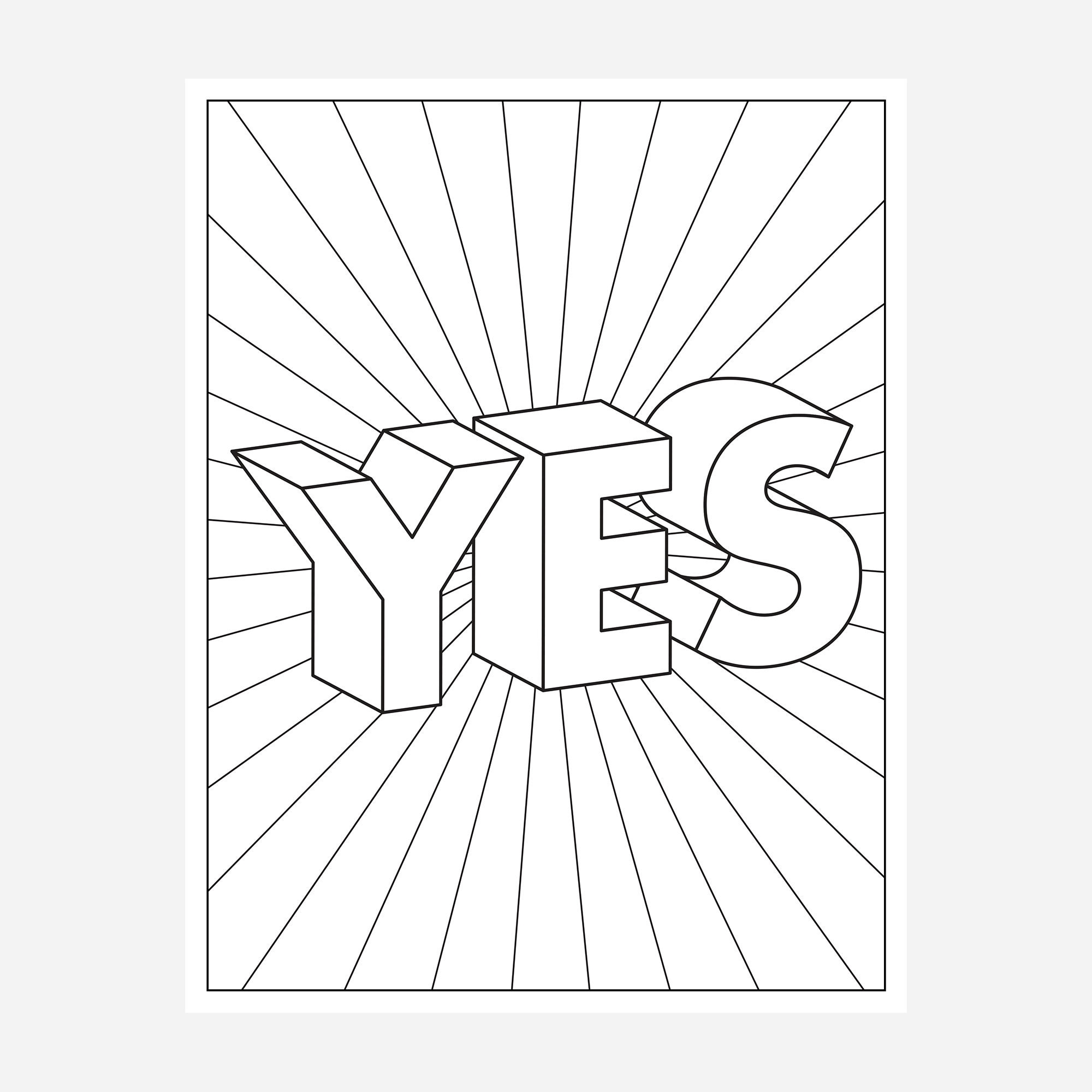 YES Printable Coloring Page Coloring Sheet Coloring Book | Etsy
