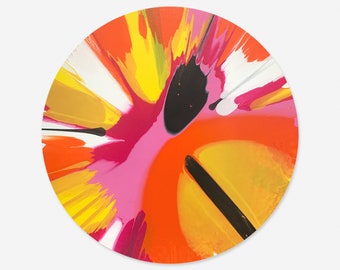 Round Abstract Painting - Acrylic Painting on Canvas - Circle Art - 16" x 16"