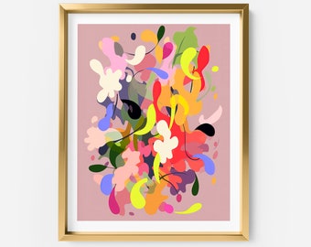 Abstract Flower Wall Art Print - Colorful Floral Wall Art Print - AI Generated Art - Artificial Intelligence Collaboration