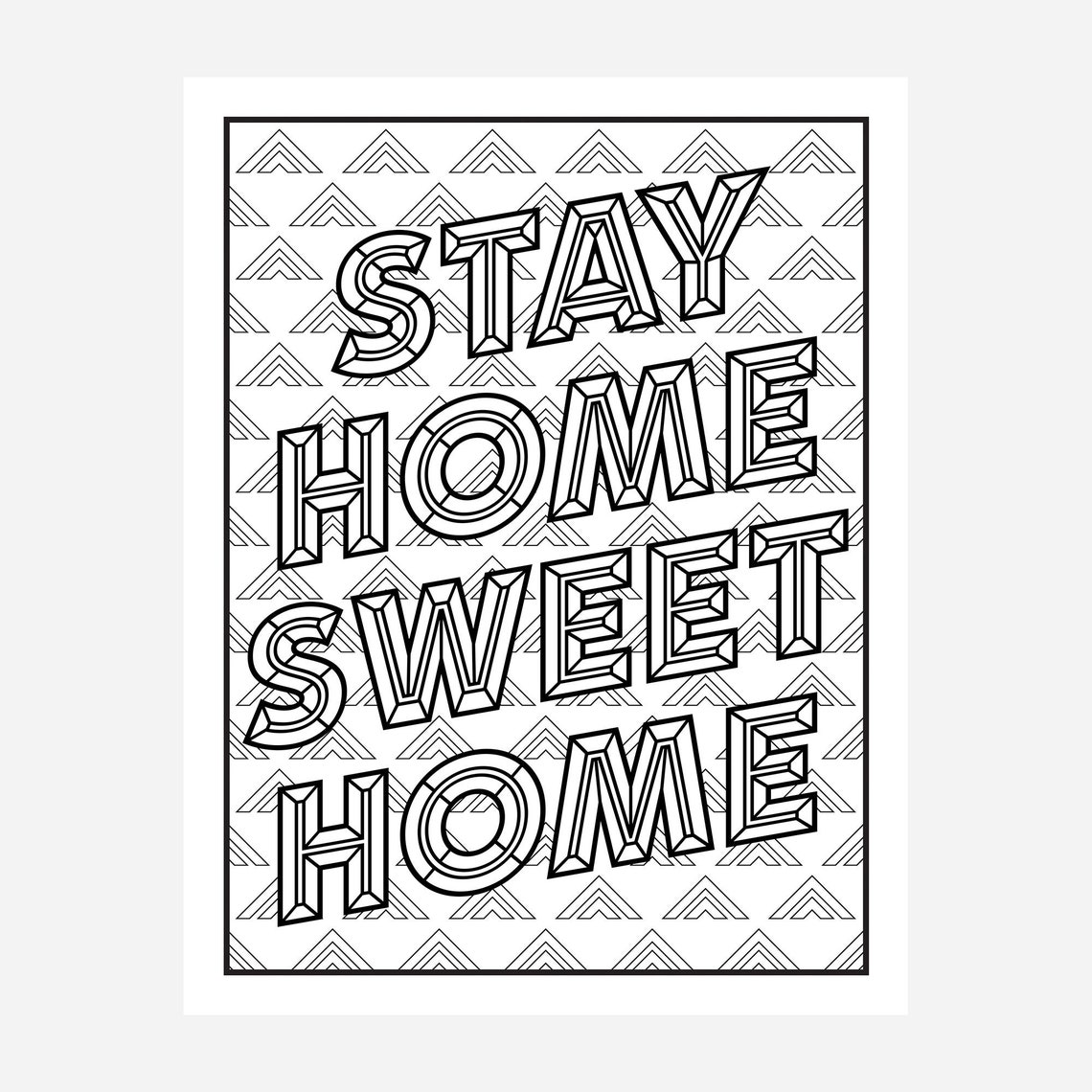 Stay Home Sweet Home Printable Coloring Page Coloring Sheet | Etsy