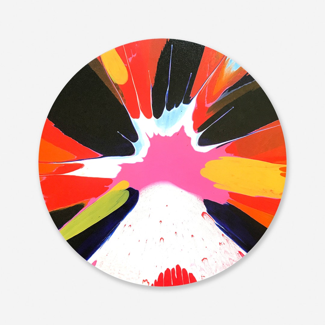 Round Abstract Painting Acrylic Painting on Canvas Circle Art 16 X 16