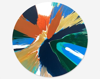 Round Abstract Painting - Acrylic Painting on Canvas - Circle Art - 16" x 16"
