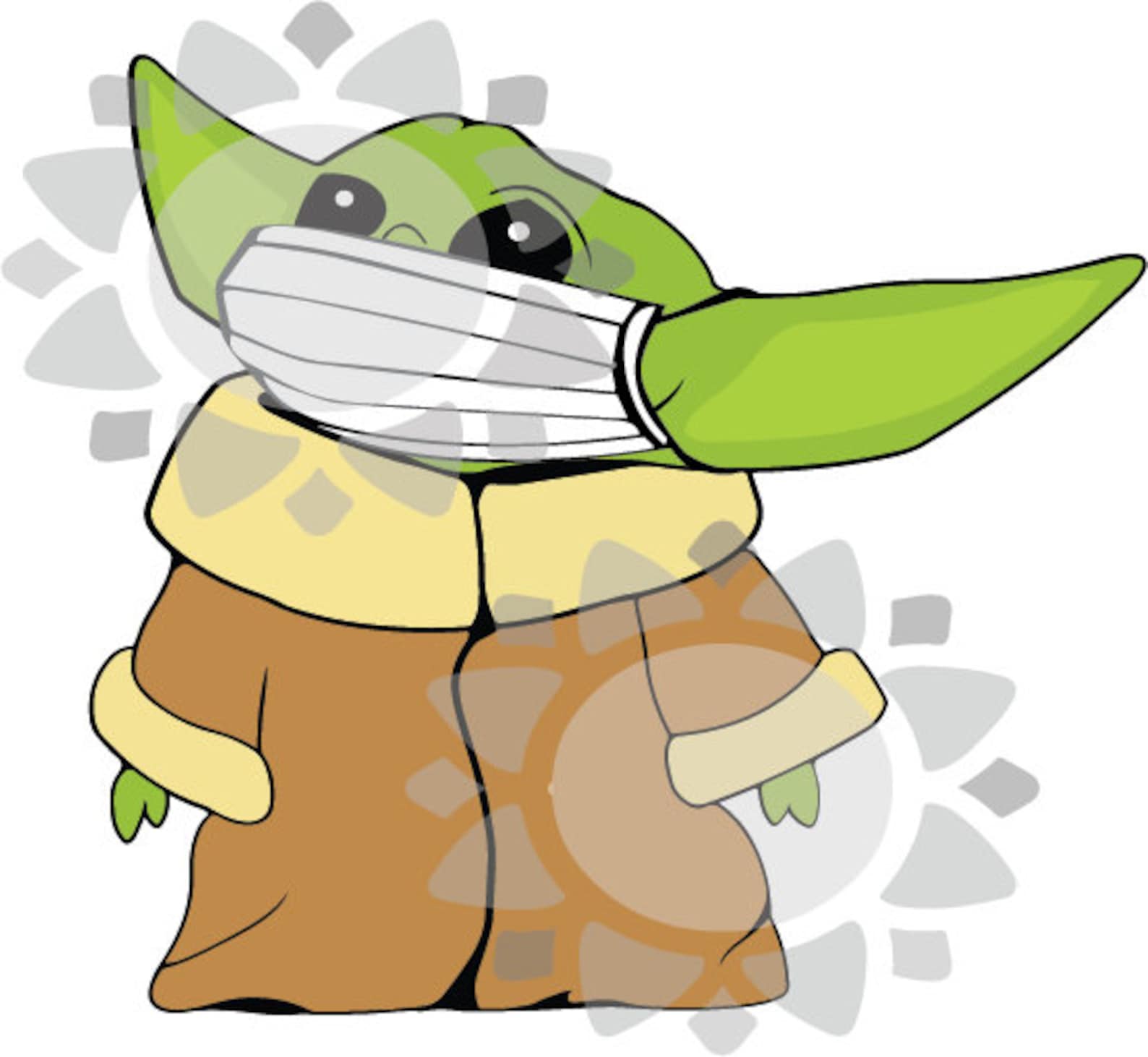 SVG Baby Yoda Wearing a Surgical Mask Editable Etsy