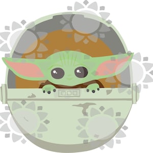 SVG Baby Yoda/Grogu en su Carrier Pod