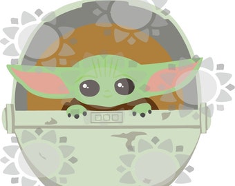 SVG Baby Yoda/Grogu in his Carrier Pod