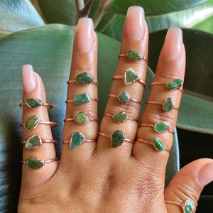 Emerald Copper Ring | Natural Emerald | Multi Stone Ring | Stacking Rings | Gemstone Rings | Raw Emerald | Copper Rings | Electroform