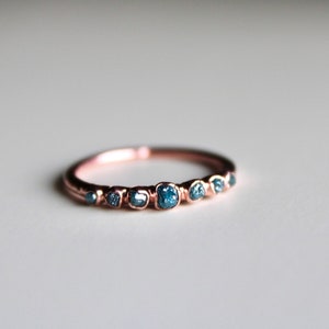 Blue Diamond Copper Ring Diamond Ring Engagement Ring Blue Diamond Wedding Ring Diamond Ring Set image 1