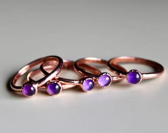 Amethyst Copper Stacking Ring: February Birthstone