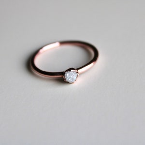Weißer Diamant Kupfer Ring | Diamantring | Verlobungsring | Rohdiamant | Ehering | Diamant Ring