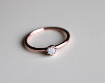 White Diamond Copper Ring | Diamond Ring | Engagement Ring | raw Diamond | Wedding Ring | Diamond Ring