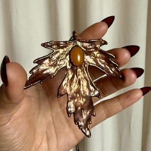 Electroformed Copper Maple Leaf Necklace | Chalcedony Pendant