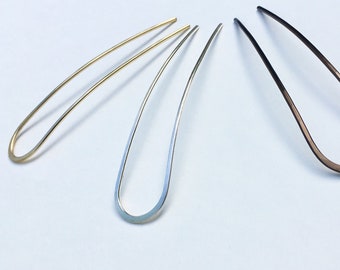 Medium Hair Fork | Brass Hair Fork | Large Metal Hair Pin | Bun Holder | Handmade Brass Hair Pick | Modern Hair Accessories | Boho