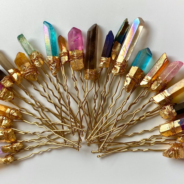 Raw Quartz Hair Pins | Bun Pin | Hairpiece | Quartz pins |Bridesmaid Hair pins | Stone pins | Mermaid pins | Raw Crystals pins | Quartz