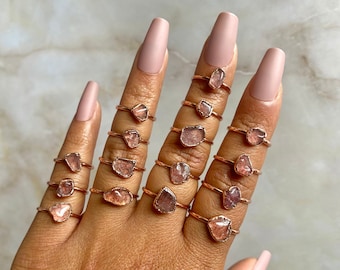 Strawberry Quartz Copper Ring | Quartz | Quartz Ring | Stacking Rings | Gemstone Rings | Rings | Strawberry Quartz | Electroform Rings