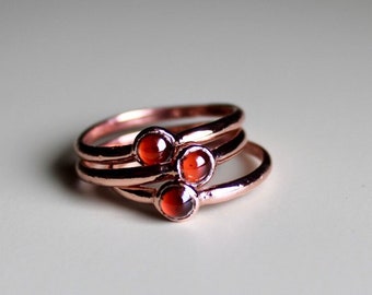 Garnet Copper Ring | Natural Garnet | January Ring | Stacking Rings | Rose Cut Rings | Rings | Copper Rings | Electroform Rings