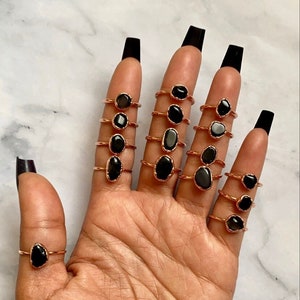 Black Obsidian Copper Ring | Obsidian | Obsidian Ring | Stacking Rings | Gemstone Rings | Rings | Copper Rings | Electroform Rings