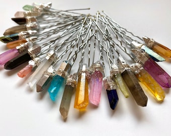Raw Quartz Hair Pins | Bun Pin | Hairpiece | Quartz pins |Bridesmaid Hair pins | Stone pins | Mermaid pins | Raw Crystals pins | Quartz